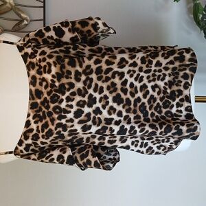New York & Company Brown and Black Cheetah Print Blouse